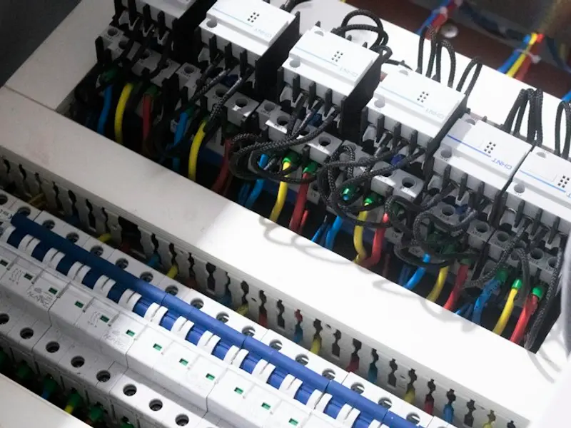 Neatly wired circuit breakers in a new consumer unit