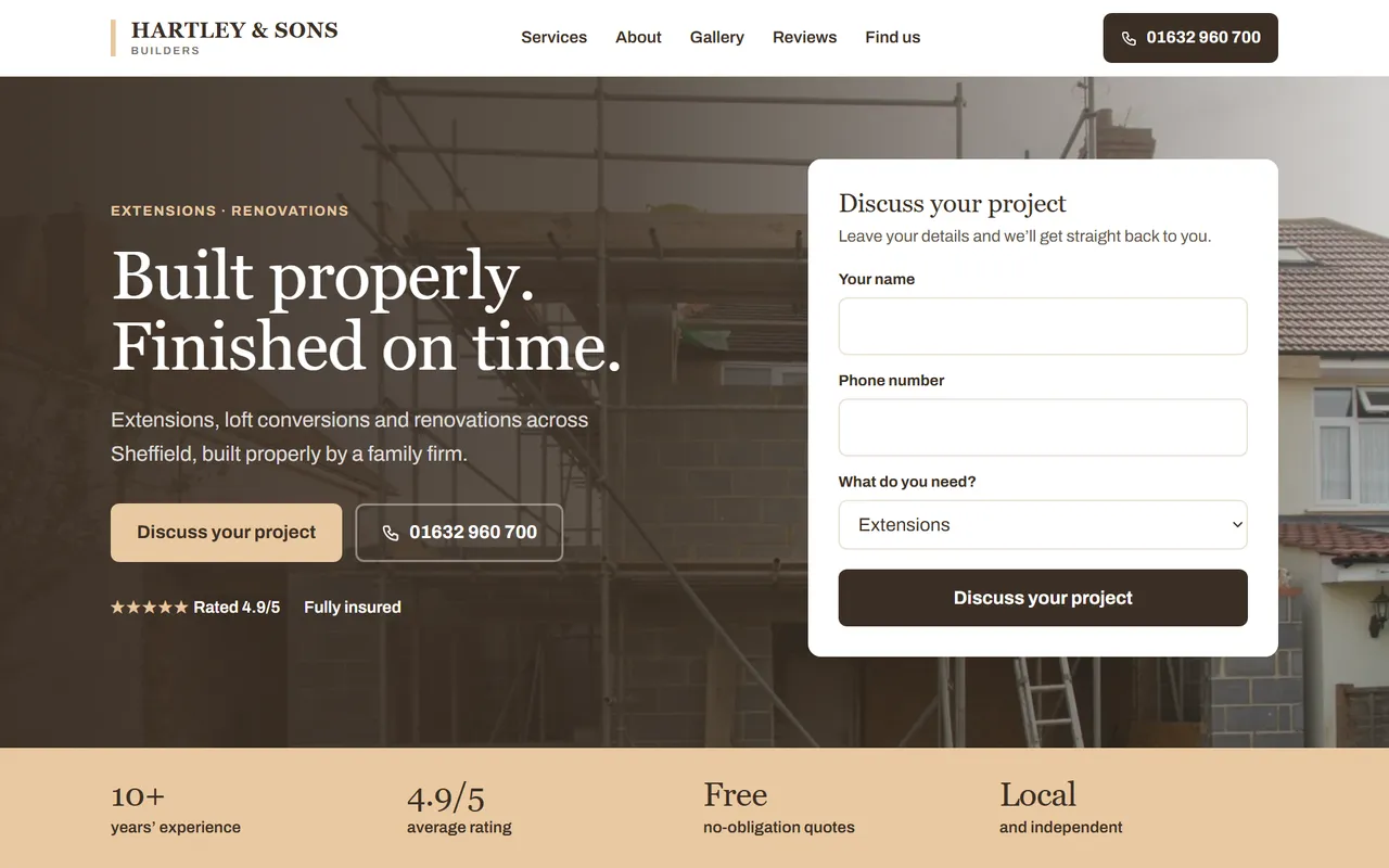Example builder website design by Digital Two