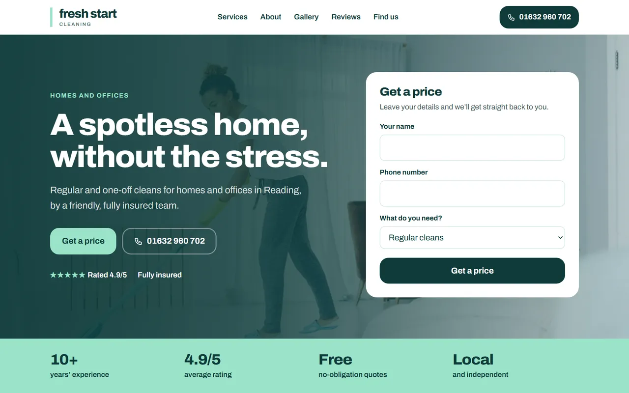 Example cleaner website design by Digital Two