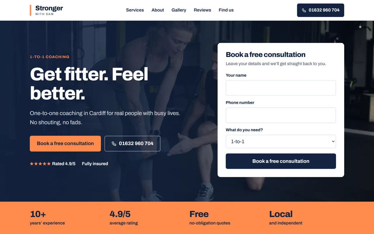 Example personal trainer website design by Digital Two